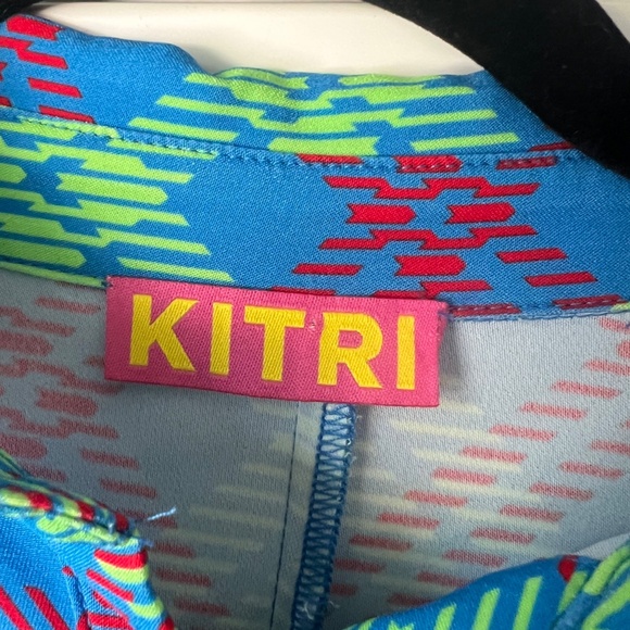 KITRI Lennox Blue Check Ruched Shirt Dress - Size Small - Picture 6 of 14